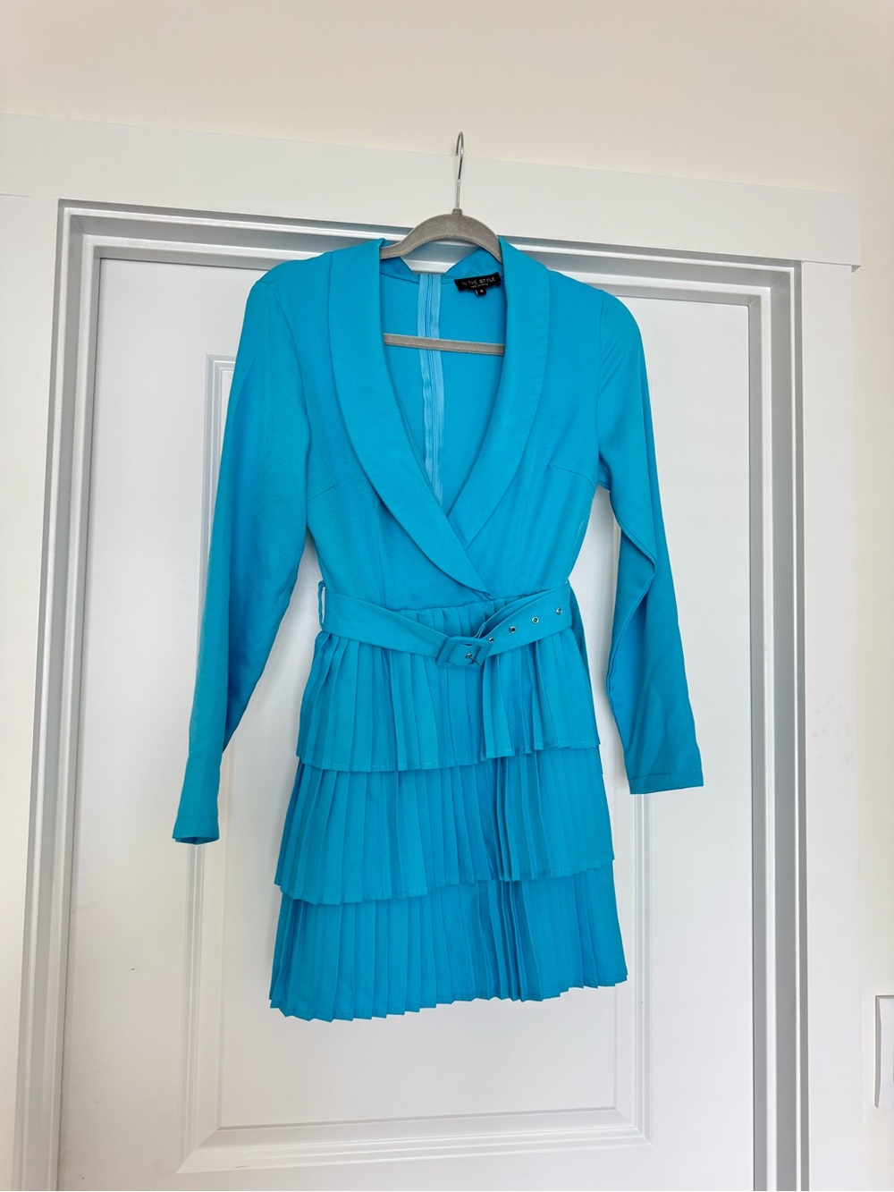 ASOS Turquoise Pleated Belted Blazer Dress